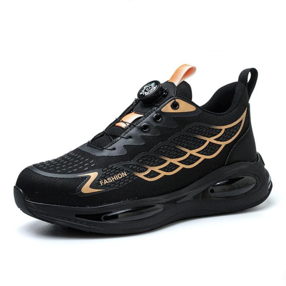 (yellow, 40) Rotating Button Safety Shoes Men Women Air Cushion Puncture-Proof Work Sneakers Indestructible Steel Toe Work Shoes Protective Safety Boots