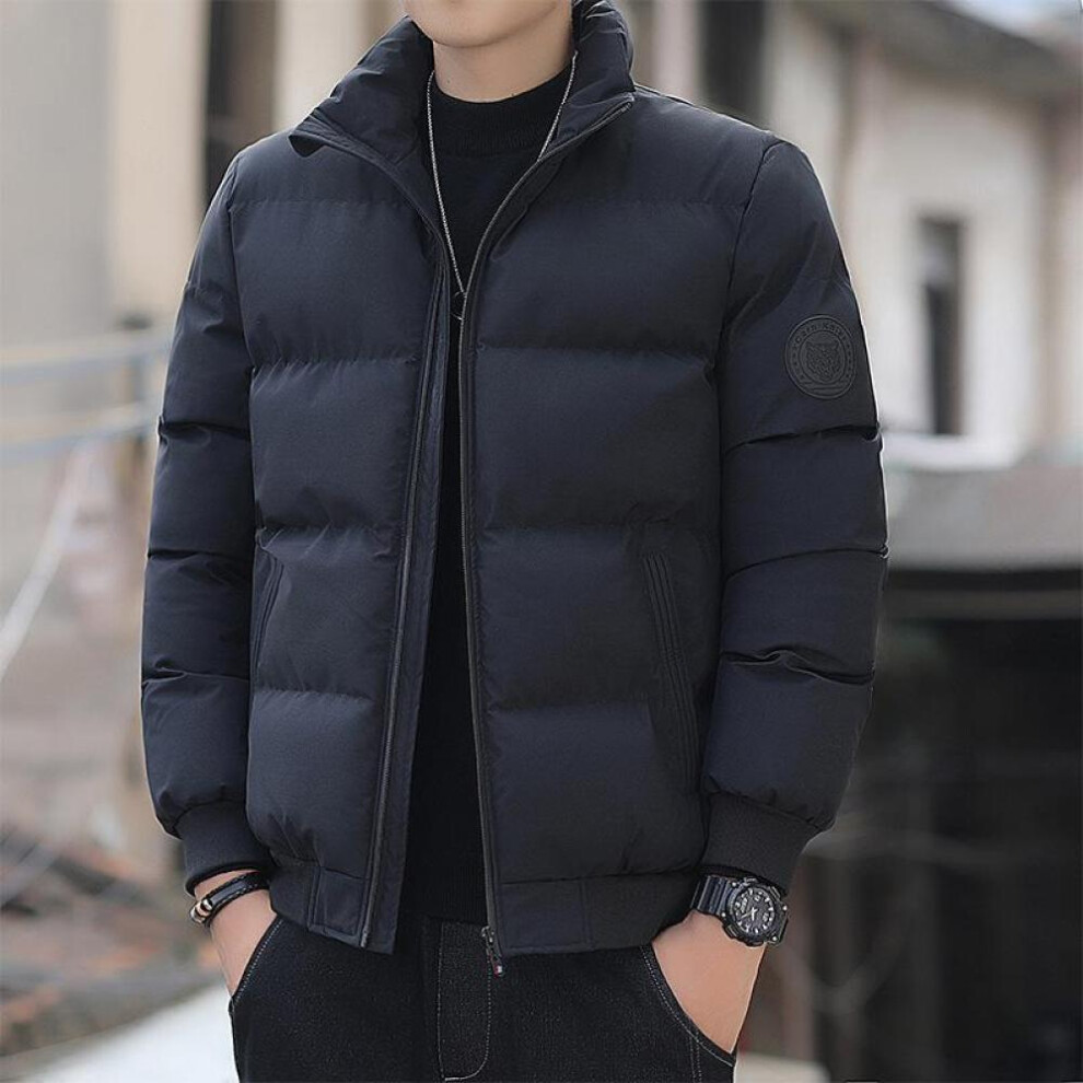 (black, XXXXXL) Men Cotton-padded Jacket Winter Trend Tiger Head Logo Short Padded Men Jacket Thick Casual Padded Jacket Male Parkas M-5xl