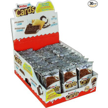 Kinder Cards Wafer Biscuit - Crispy Thin Wafers with Creamy Milk & Cocoa Filling, 30 x 25.6g (Chocolate)