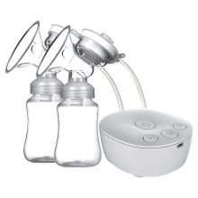 (white) Double Electric Breast Pump Hands Free Breast Pump for Breastfeeding 2 Modes & 9 Adjustable Levels