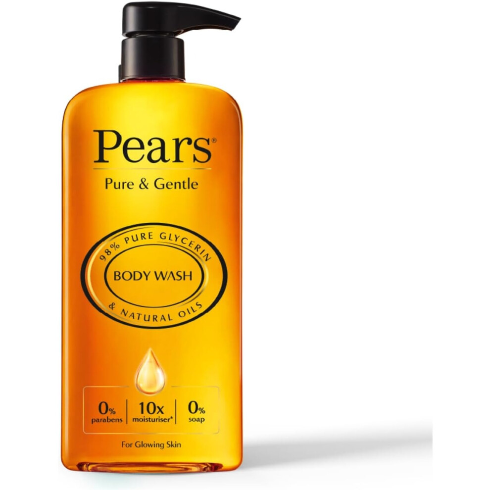 Pears Pure & Gentle Body Wash with Pure Glycerin & Natural Oils for Glowing Skin 500ml | Moisturizing & Nourishing Skin Care
