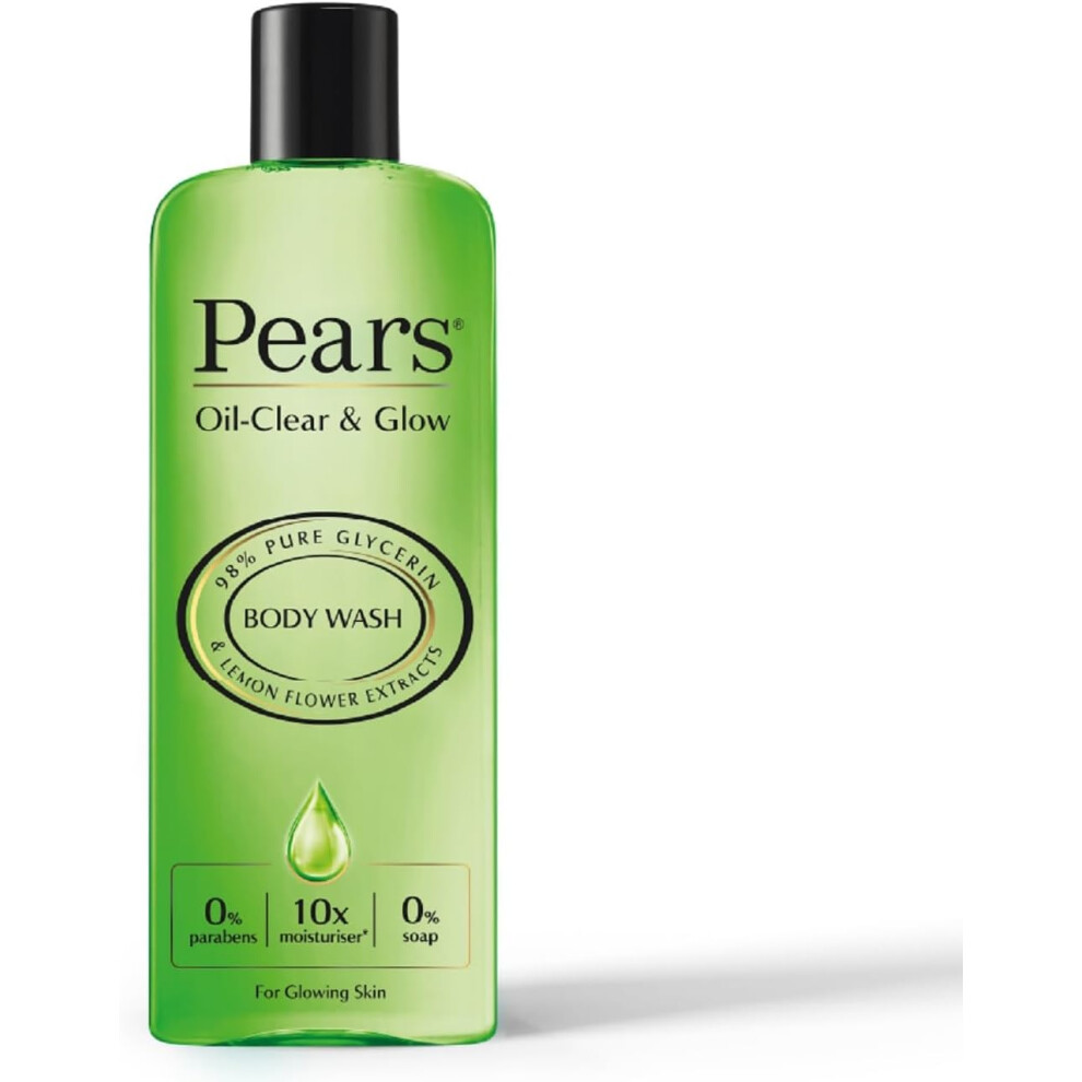 Pears Oil Clear & Glow Body Wash with Pure Glycerin & Lemon Flower Extracts 250ml | Oil Control & Radiant Skin Shower Gel