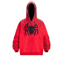 (Red, XXL) Spiderman Hooded Sweatshirt For Men Women's Printed Hooded Jacket Streetwear
