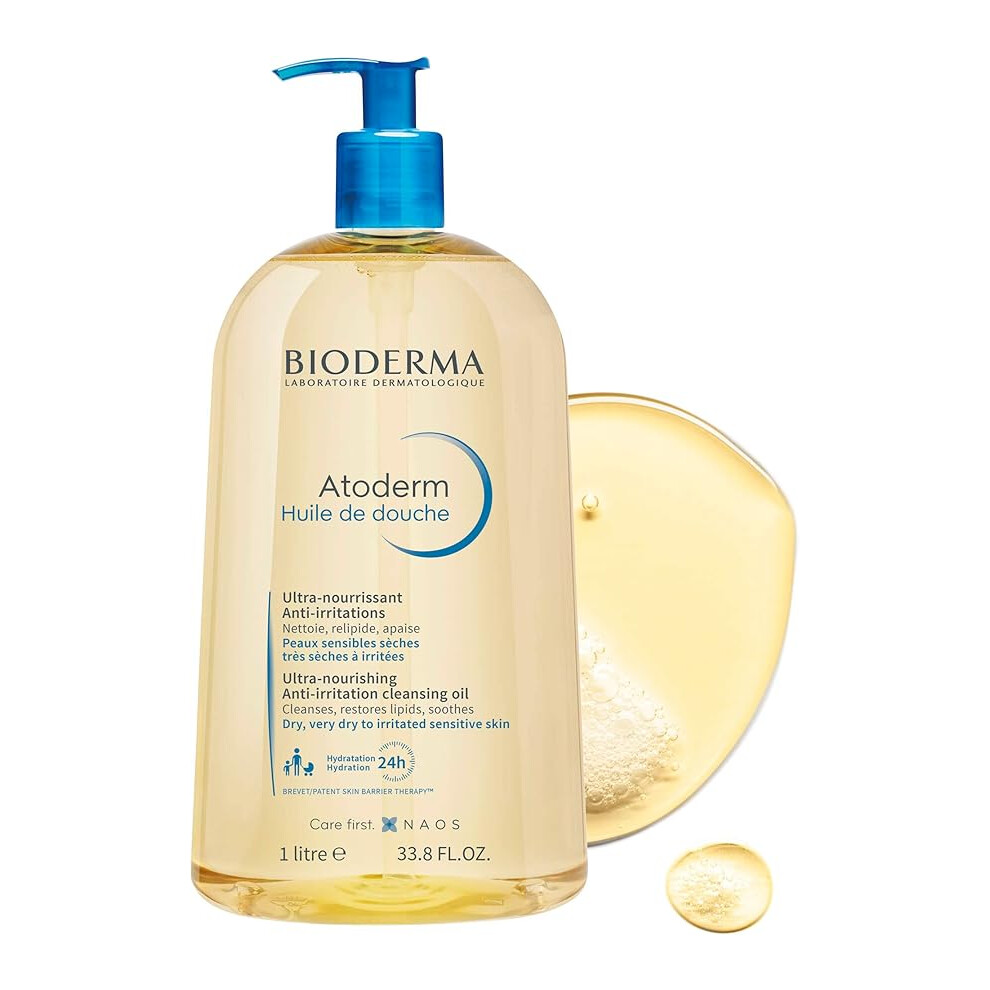 Bioderma Atoderm Anti-Irritation Cleansing Oil 1L | Ultra-Nourishing & Soothing Formula for Sensitive, Dry Skin | Body Wash