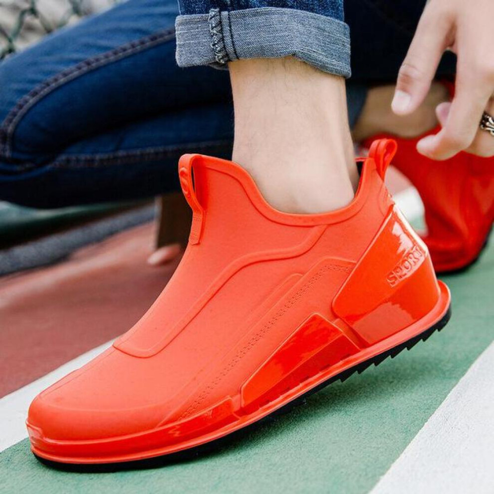 (orange, 41) 2024 New Men&apos;s Outdoor Non-slip Hiking Shoes Shaxi Fishing Rain Boots Black Work Shoes Durable Waterproof Rubber Fishing Shoes