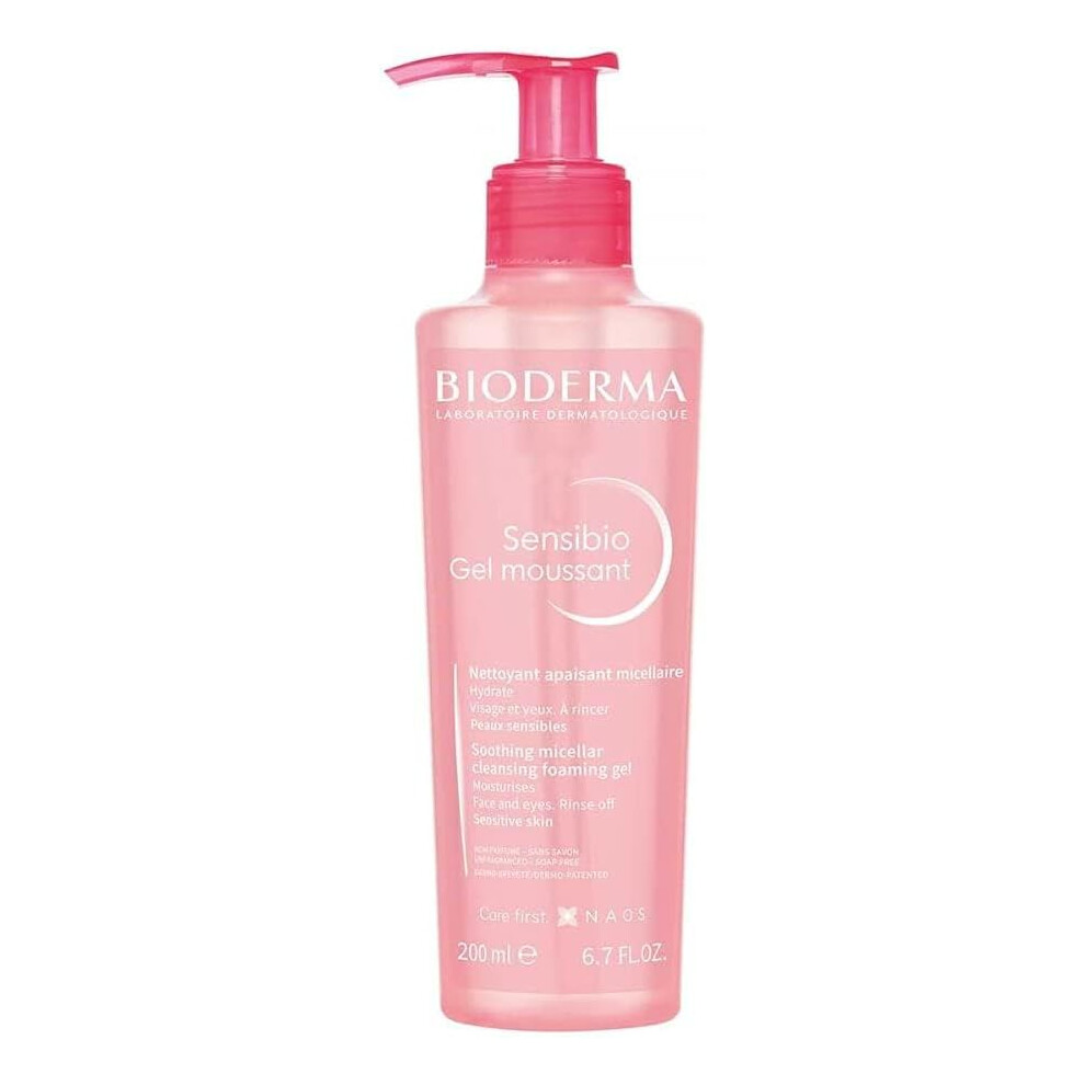 Bioderma Sensibio Soothing Micellar Cleansing Foaming Gel 200Ml | Gentle Cleanser For Sensitive Skin, Soothes & Removes Makeup