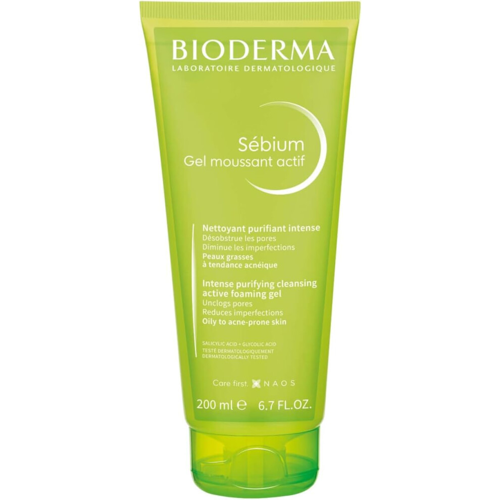 Bioderma Intense Purifying Cleansing Shower Gel 200ml | Anti-Acne Treatment for Oily & Acne-Prone Skin, Deep Cleanse & Prevents Breakouts