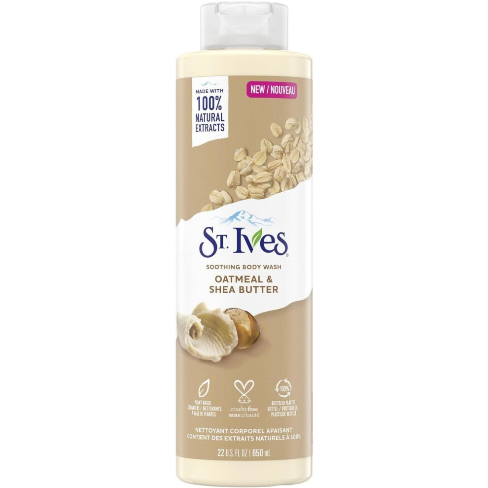 ST. Ives Oatmeal & Shea Butter Soothing Body Wash 650ml | Moisturizing Shower Gel for Soft, Hydrated Skin