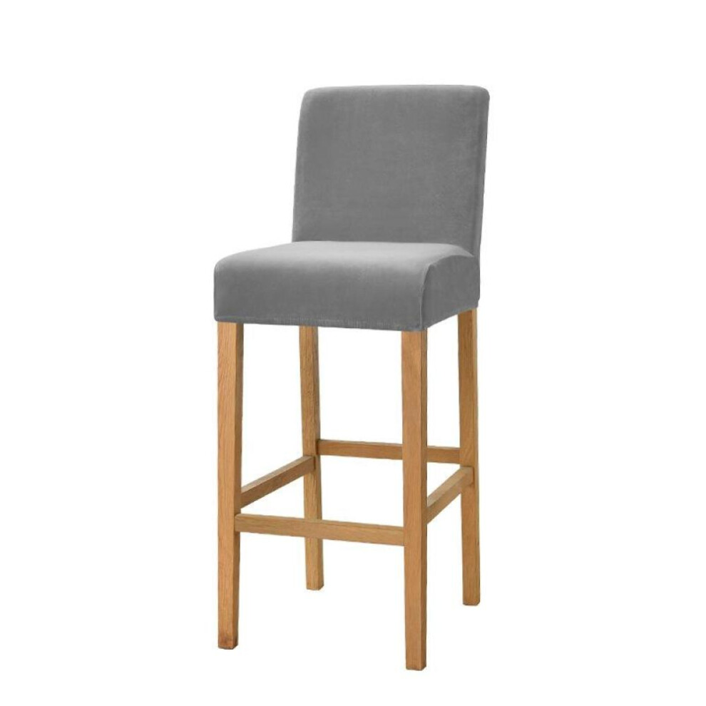 (grey, 1 Piece) Velvet Fabric Bar Stool Chair Cover Spandex Stretch Short Back Chair Covers For Dining Room Cafe Home Small Size Seat Slipcover
