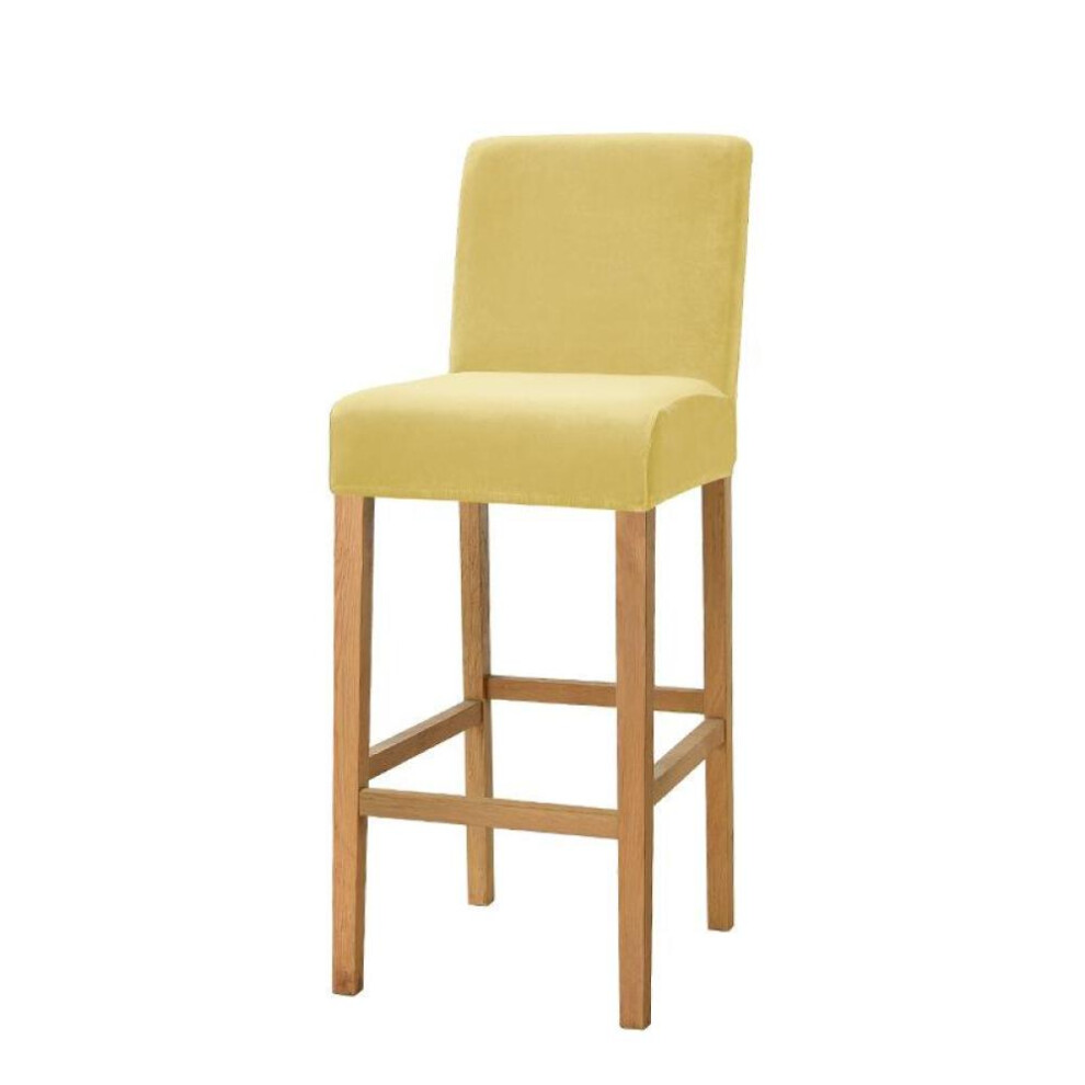 (lemon yellow, 1 Piece) Velvet Fabric Bar Stool Chair Cover Spandex Stretch Short Back Chair Covers For Dining Room Cafe Home Small Size Seat Slipcover