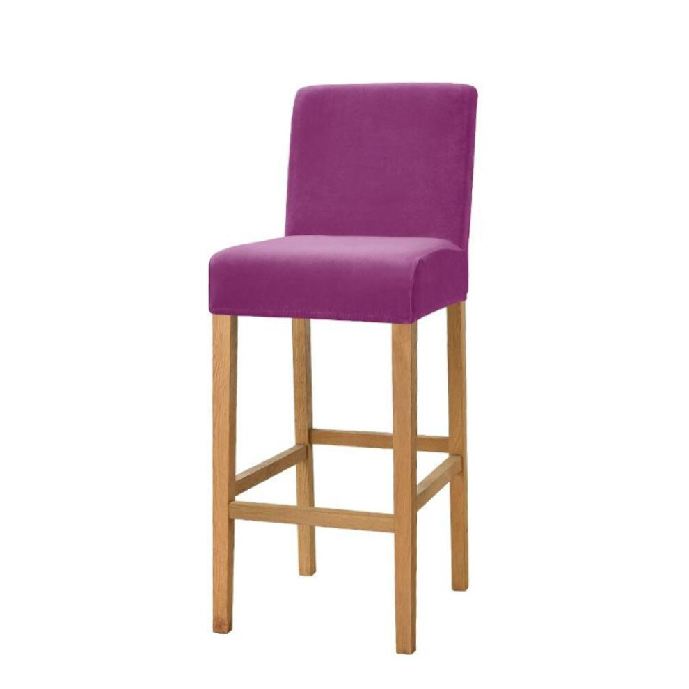 (purple, 1 Piece) Velvet Fabric Bar Stool Chair Cover Spandex Stretch Short Back Chair Covers For Dining Room Cafe Home Small Size Seat Slipcover