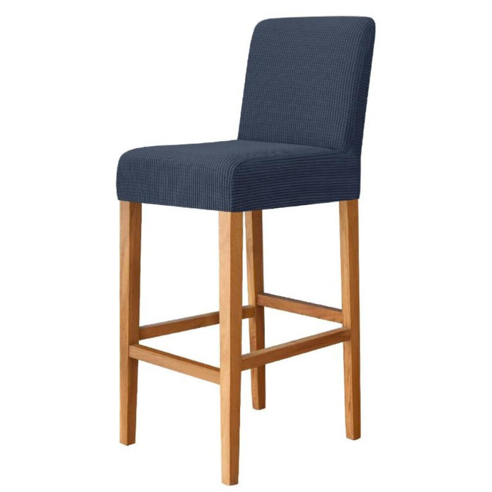 (navy, 1 Piece) Jacquard Bar Stool Chair Cover Short Back Chair Covers For Dining Room Banquet Kitchen Spandex Stretch Small Size Seat Slipcover