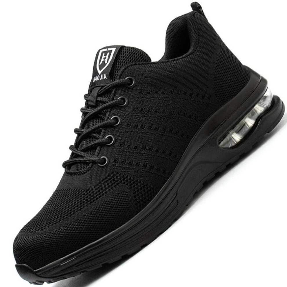 (black, 43) New Air Cushion Safety Shoes Men Women Work Sneakers Steel Toe Shoes Puncture-proof Sport Work Shoes Men Indestructible Safety Boots Working Shoes