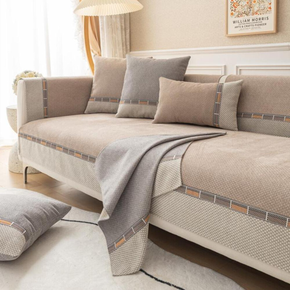 (coffee, 110x160cm 1pcs) Chenille Lattice Sofa Cushion For Living Room Non-slip Sofas Towel Couch Covers Corner Sofa Mat Seat Pad Modern Home
