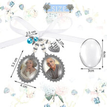 Wedding Bouquet Charm Lace Oval Bridal Bouquet Angel Charm Memorial Photo Charm