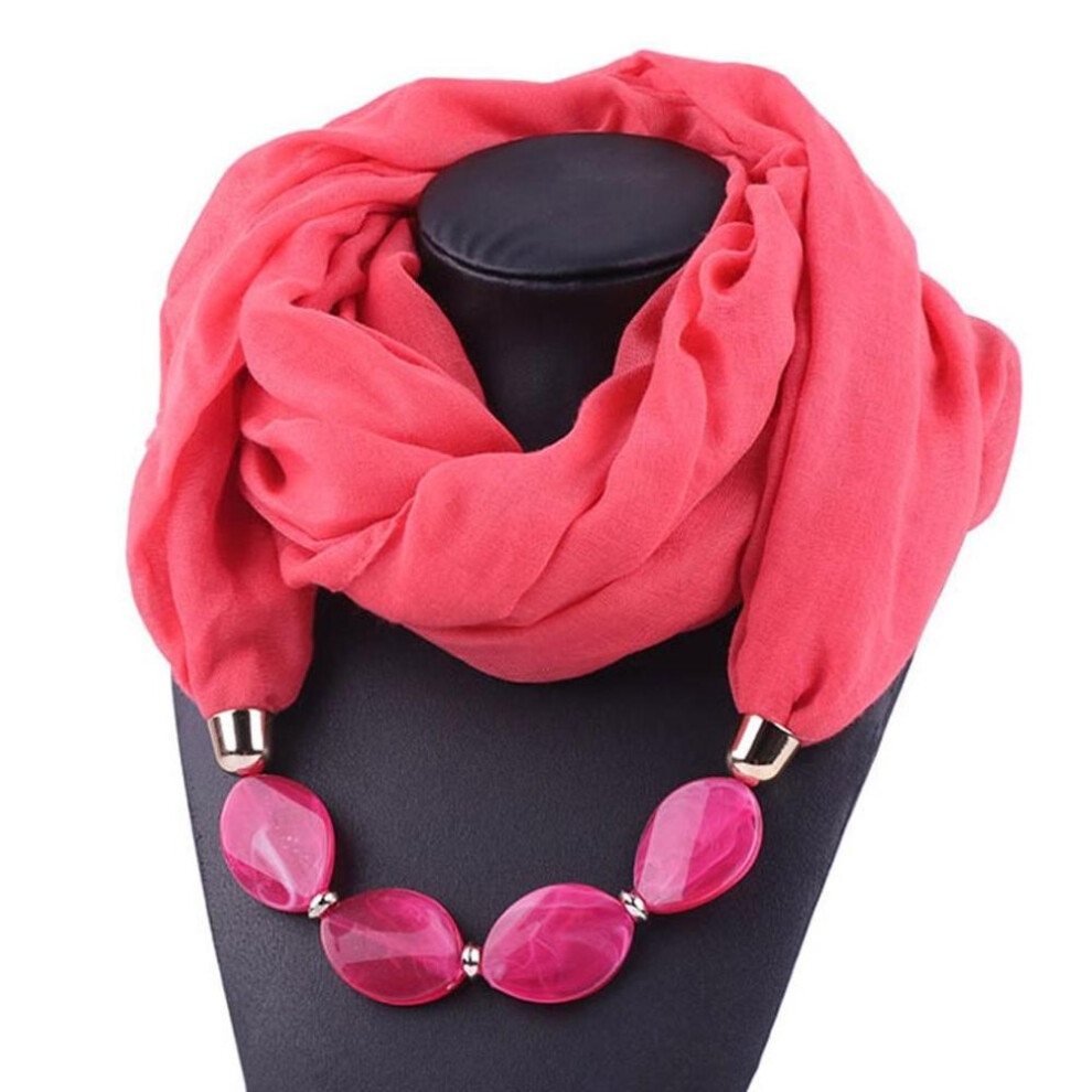 (watermelon red, 180cmx48cm) Women Cotton Linen Pendant Ethnic Style Soft Necklace Scarf-purity999