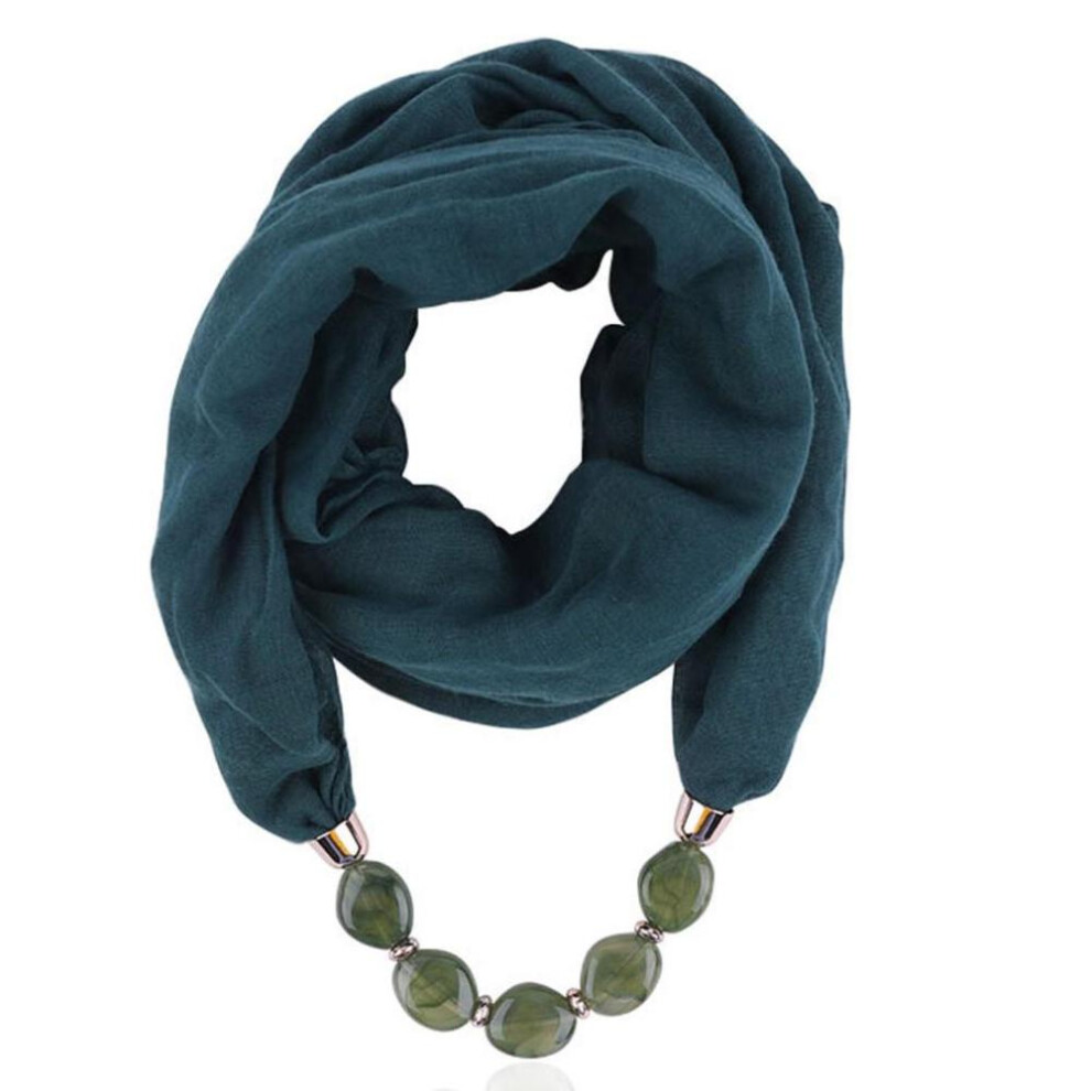 (dark green, 180cmx48cm) Women Cotton Linen Pendant Ethnic Style Soft Necklace Scarf-purity999