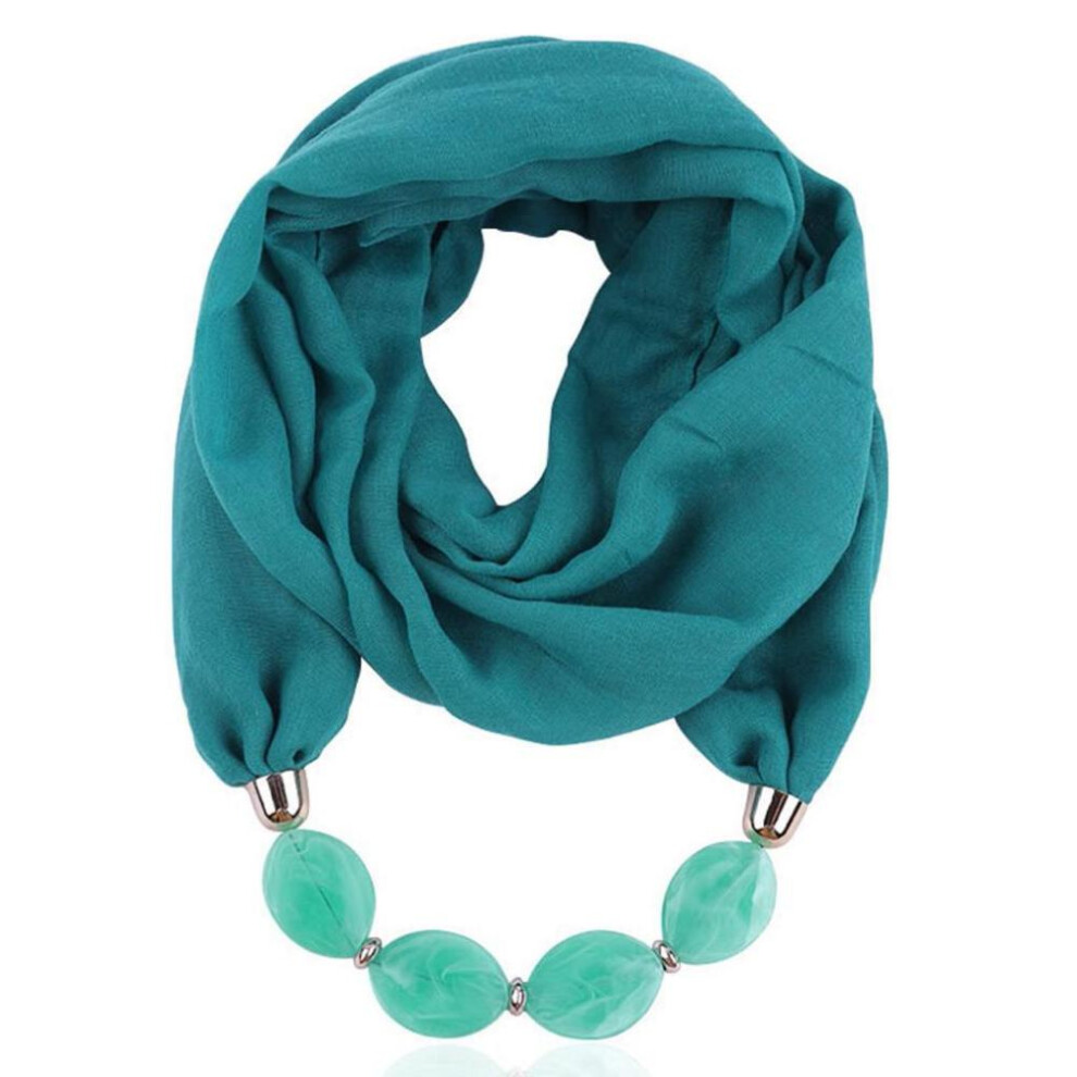 (peacock blue, 180cmx48cm) Women Cotton Linen Pendant Ethnic Style Soft Necklace Scarf-purity999