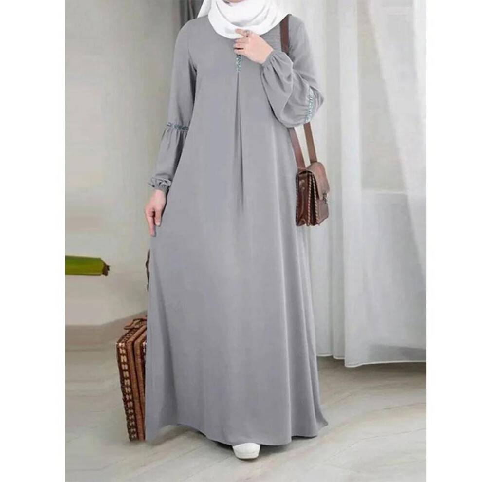 (grey, XXL) Fashion Women Islamic Clothing Abaya Kaftan Dress Hijab Dubai Malaysia Arab Muslim Dress