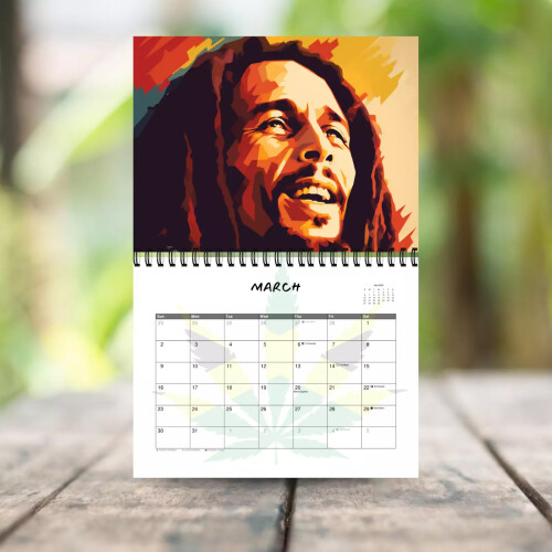 Calendrier mural en spirale Bob Marley 2025 Planificateur de 12 mois