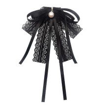 Crystal Pearl Plain Half Shirt Detachable Brooch Clothing Accessoryblack)