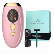 (Pink) Portable IPL Laser Epilator 990000 Flashes Painless Permanent Hair Removal for Women Body and Bikini Line