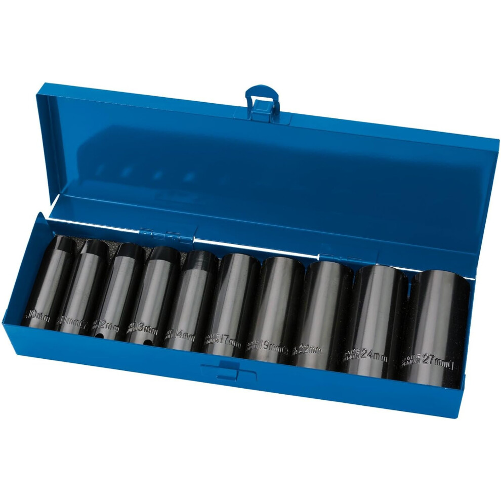 Draper 38369 Expert Hi-Torq Metric Socket Set, 1/2" Square Drive, 10 Pieces