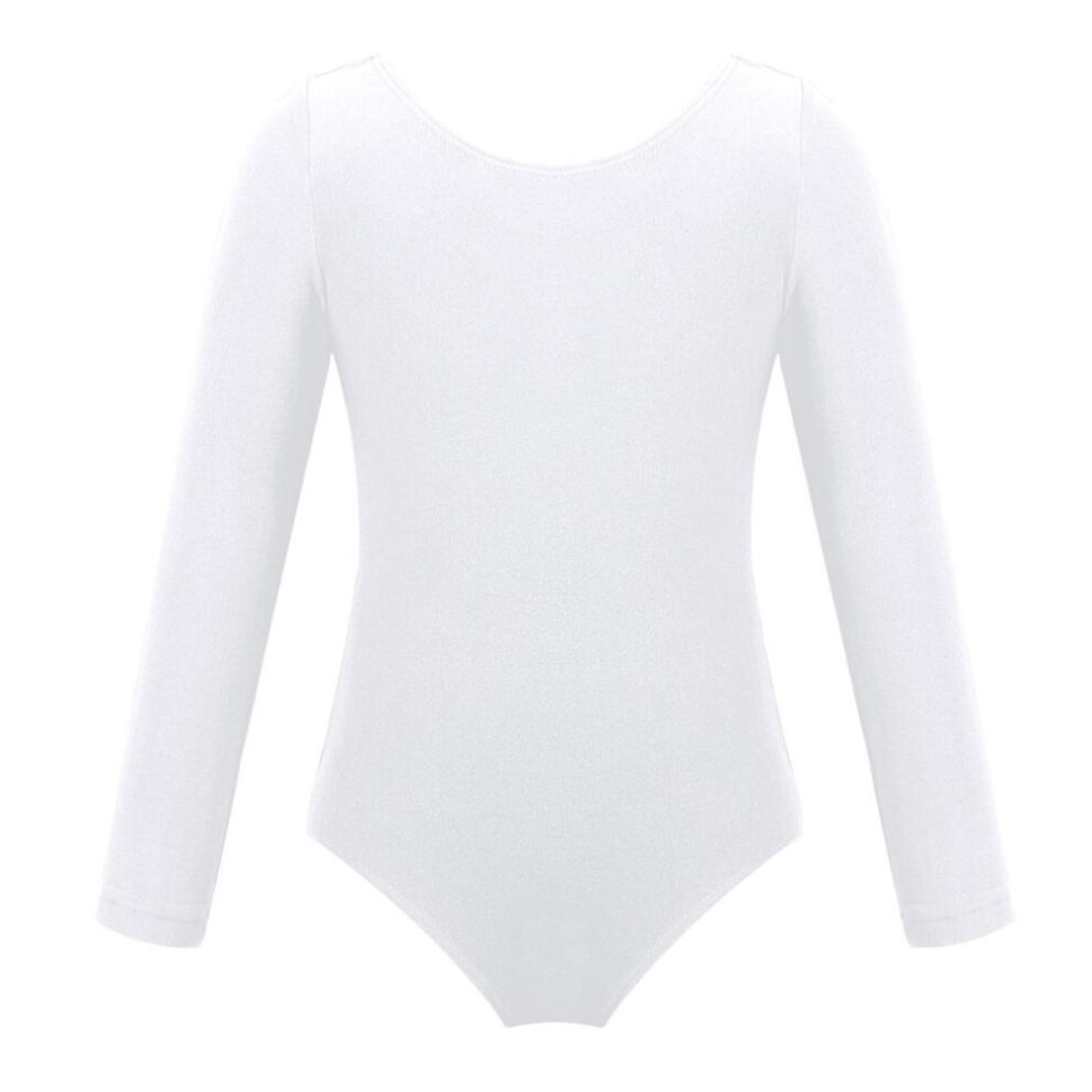 (white, 12-14 Years) Kids Girls Long Sleeve Ballet Dancer Leotard Dress Stage Performance Dance Costumes