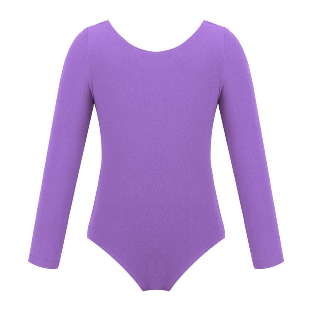 (lavender, 8-10 Years) Kids Girls Long Sleeve Ballet Dancer Leotard Dress Stage Performance Dance Costumes