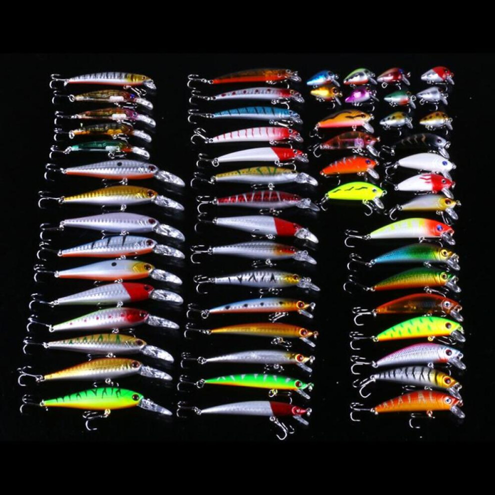 56pc/lot Hengjia Mixed Fishing Lure Set Minnow Lure Crank Baits Tackle Treble Hooks Kit