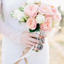 Wedding Bouquet Charm Lace Oval Bridal Bouquet Angel Charm Memorial Photo Charm