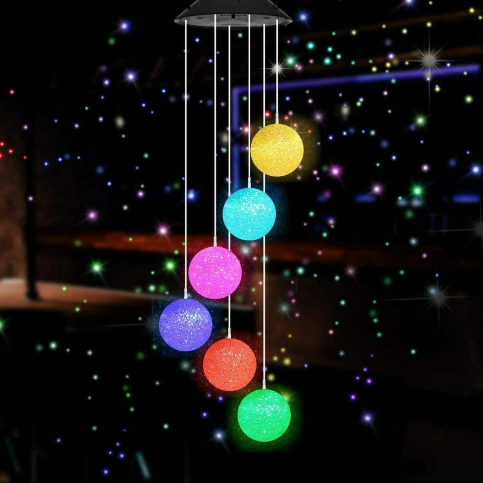 Colour Changing Hanging Wind Chimes Solar Powered Led Ball Lights Garden Outdoor