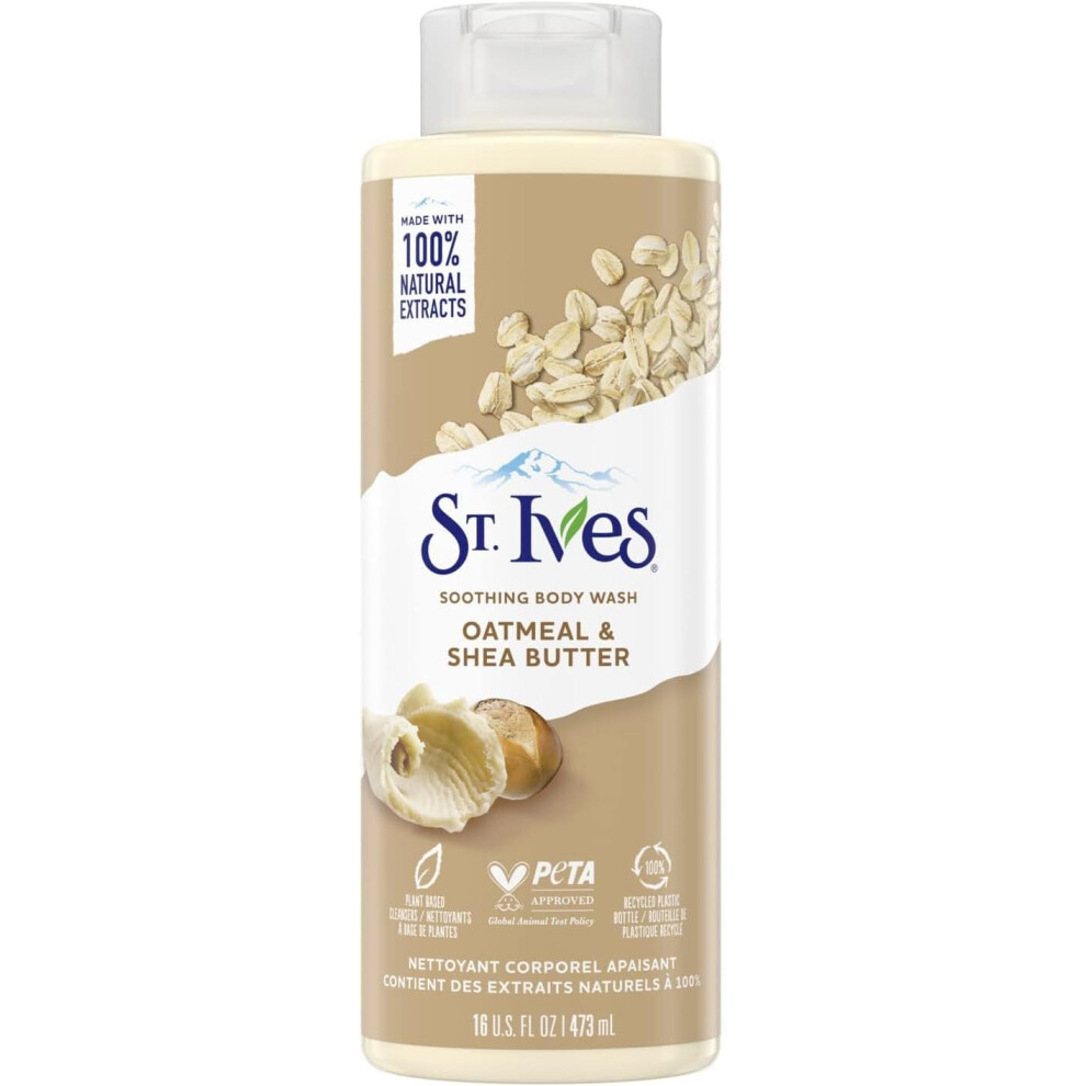 ST. Ives Oatmeal & Shea Butter Soothing Body Wash 473ml | Moisturizing Shower Gel for Soft, Clear Skin