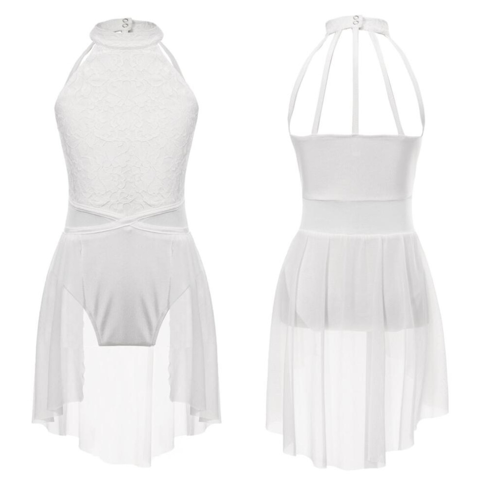 (ivory, 11-12 Years) Kids Girls Sleeveless Dance Dress Moden Lyrical Contemporary Dance Dresses Ballerina Ballet Stage Performance Clothing