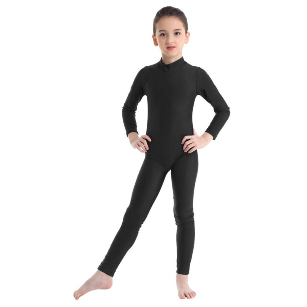 (black, 3-4 Years) Children&apos;s Girls Long Sleeve Dance Gymnastic Leotard Unitard Full Length Bodysuit Catsuit Dancewear Costumes