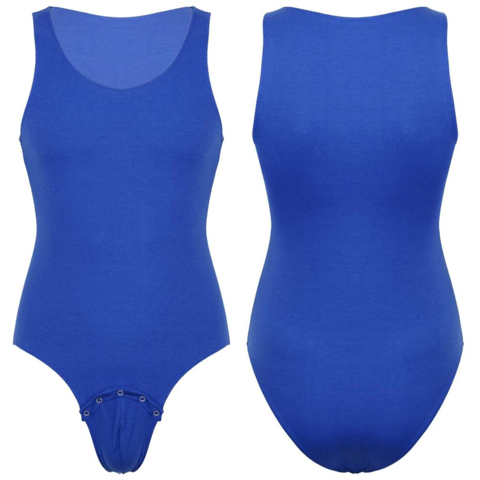 (navy blue, L) Men&apos;s Cotton Sleeveless Tank Top Vest Thong Leotard Sports High Cut Bodysuit Underwear