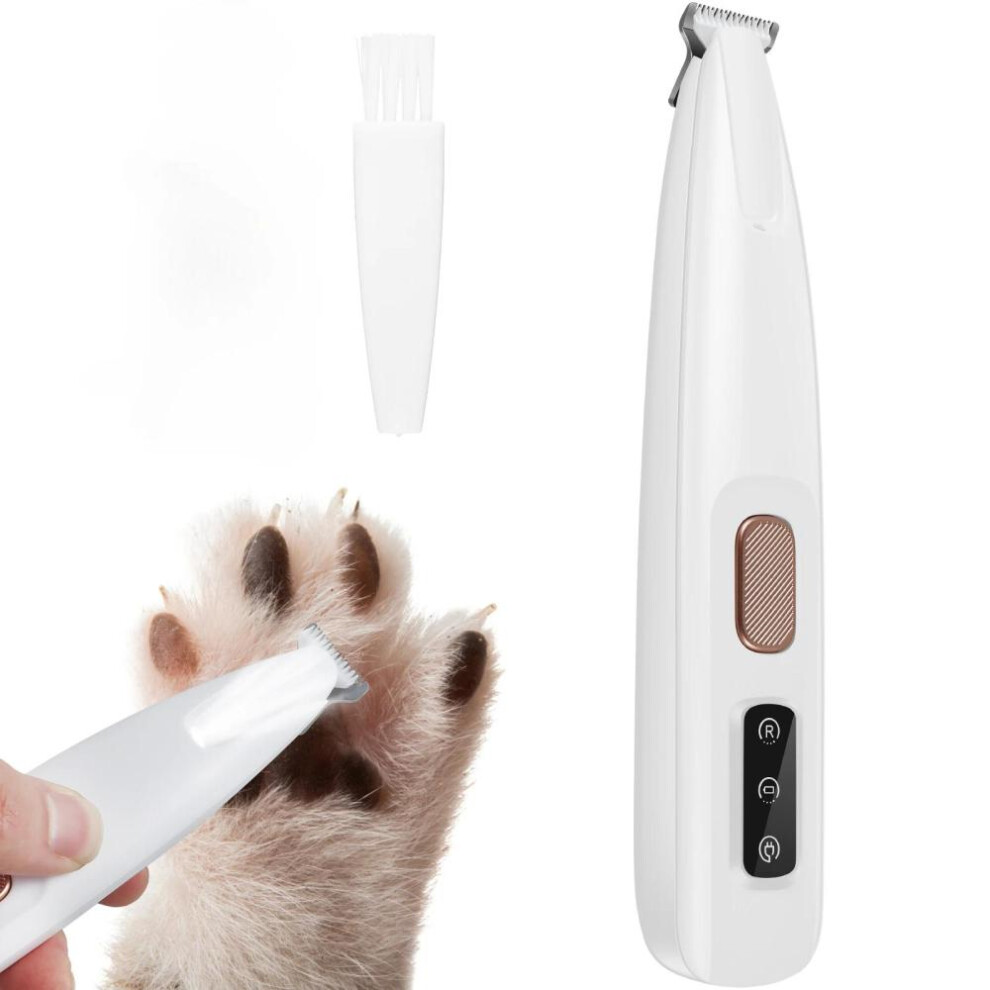 (white, CN) New Dog Paw Trimmer With Led Light Fully Waterproof Pet Hair Trimmer With Led Display Dog Clippers For Grooming 18mm Widen Blade