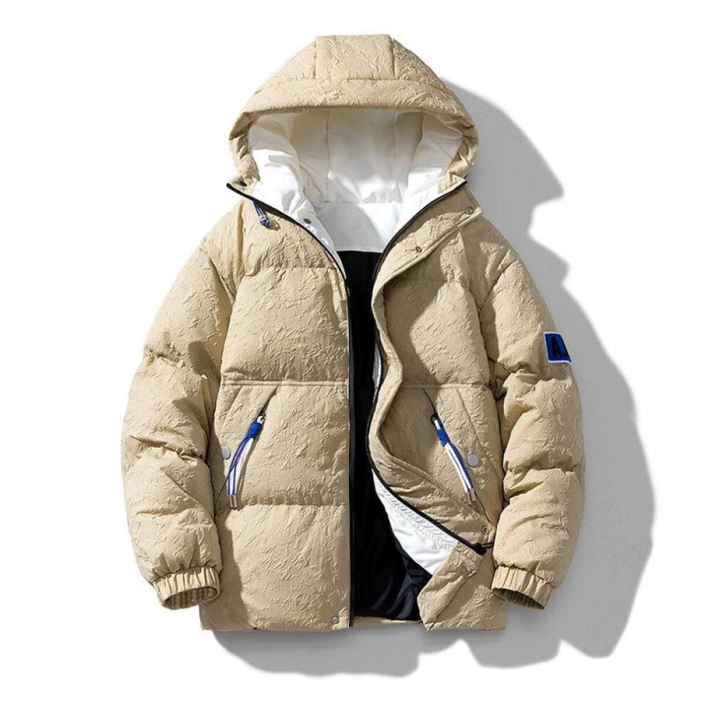 (khaki, S) Men's Winter New Korean Version Of Cotton-padded Coat Trend Thick Hooded Coat