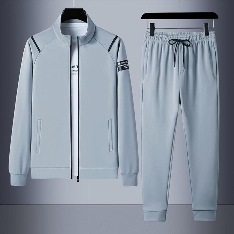 (grey, 5XL) Men Autumn Spring Tracksuit Two Piece Sets Casual Jackets+trousers Sweatsuit Male Jogging Suit