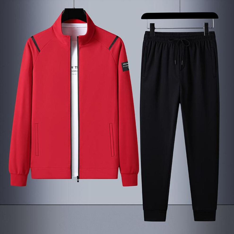 (red, 6XL) Men Autumn Spring Tracksuit Two Piece Sets Casual Jackets+trousers Sweatsuit Male Jogging Suit