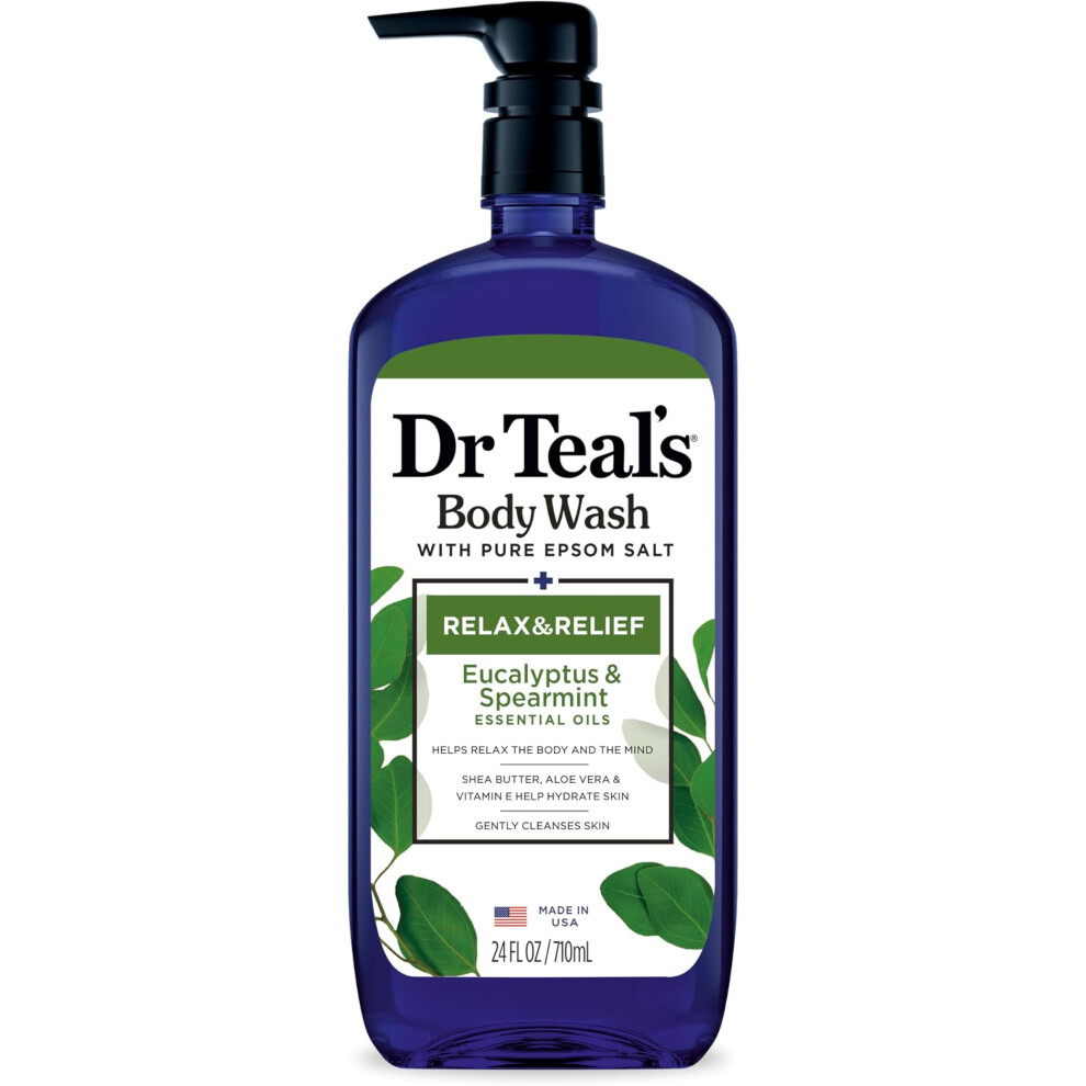 Dr. Teal's Epsom Salt Body Wash with Eucalyptus & Spearmint 710ml | Relaxing Shower Gel for Soothing, Refreshing Skin