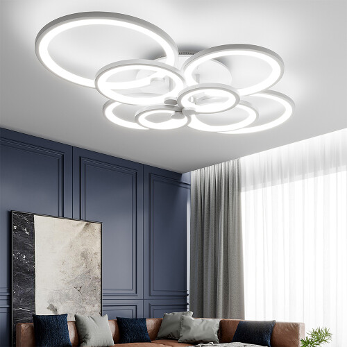 Living And Home (8 Heads) Modern Circular LED Semi Flush Ceiling Light 2