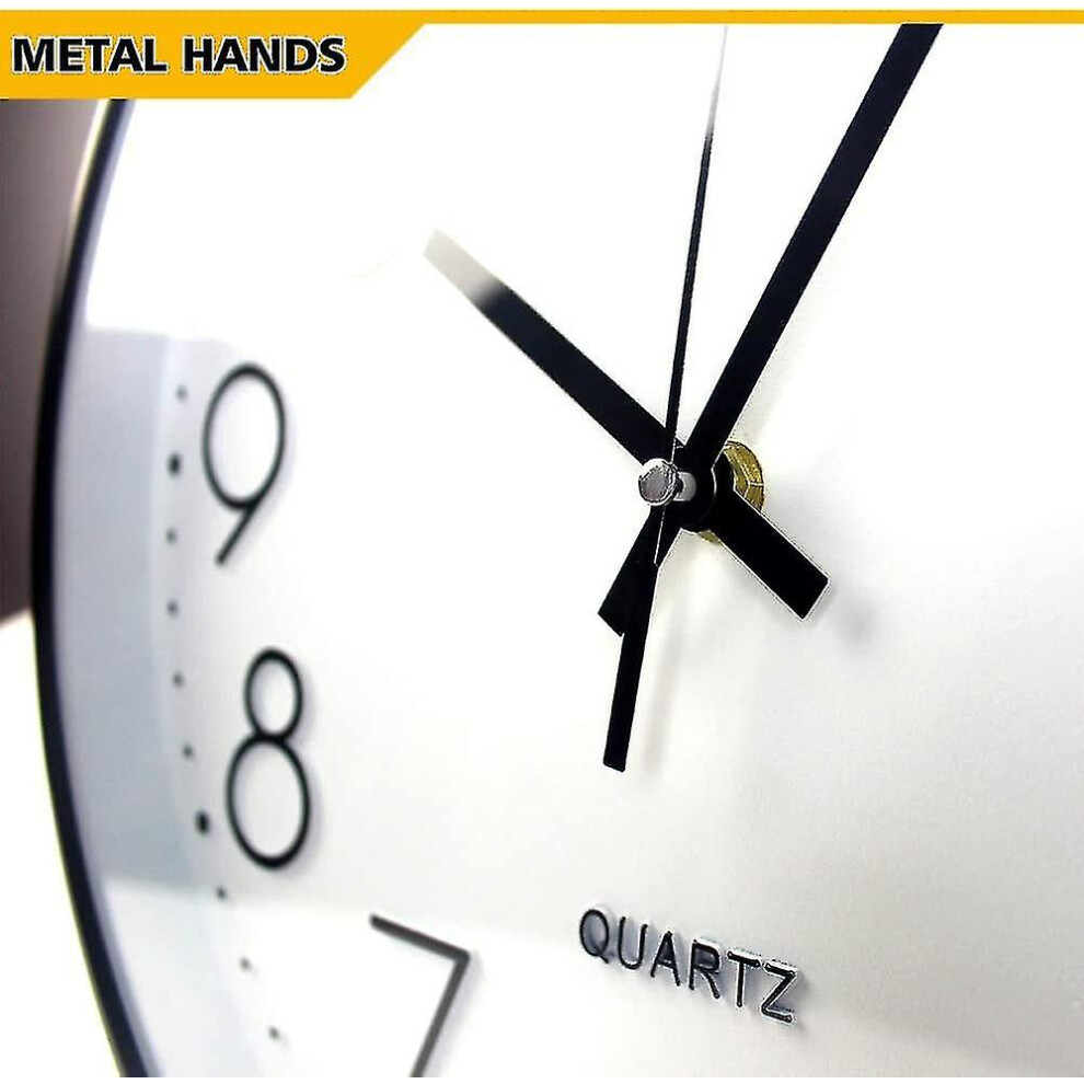 Horloge Murale, 12 ''Nonticking Silent Quartz Decorative Clocks, Modern Large Number Round Clock (Black)-image