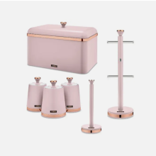 Tower Cavaletto Pink Bread Bin Canisters Towel Pole Mug Kitchen Set