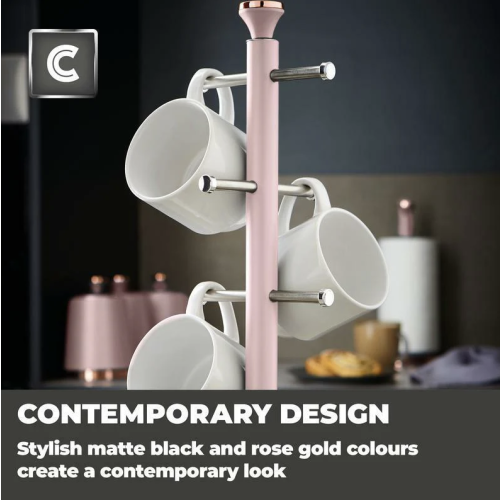 Tower Tower Cavaletto Pink Bread Bin Canisters Towel Pole Mug Kitchen Set 2