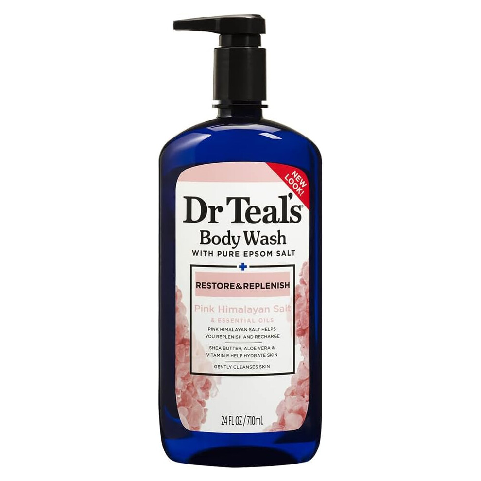 Dr. Teal's Epsom Salt Body Wash with Pink Himalayan Salt 710ml | Hydrating Shower Gel for Soft, Refreshing Skin