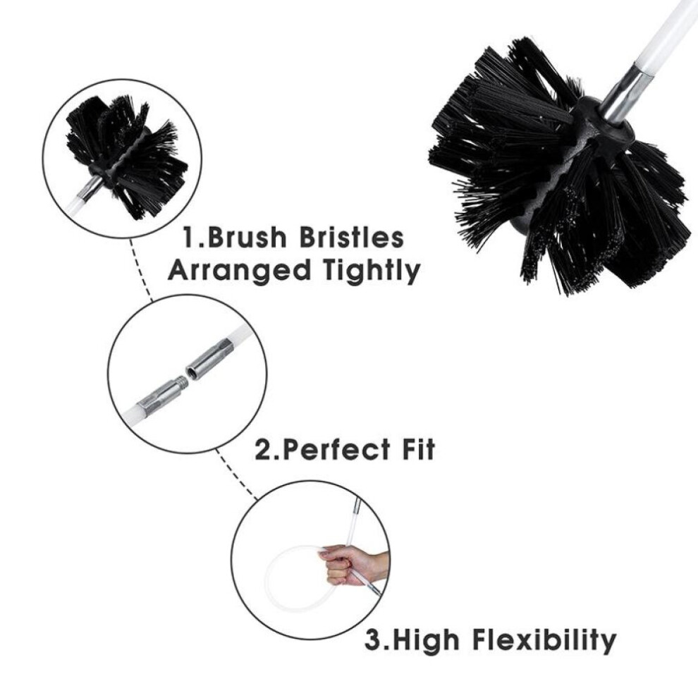 Set Of 8 Rotary Chimney Clean Brush Inner Wall Cleaning Sweep Tools Flexible Rod