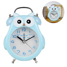 (Grey) Silent Non-ticking Alarm With Night Light And Snooze, Battery Operated & Easy To Set, Cute Owl Decorative Clock For Kids, Girls Bedroom