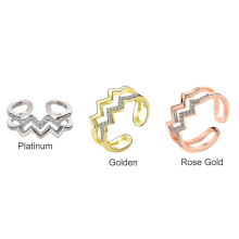(B) 100% New,for Girls Lady Women Double Wave Rings Copper Chic Relieve Stress & Anxilety Adjustable Design