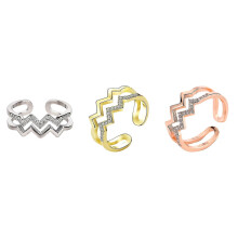 (A) 100% New,for Girls Lady Women Double Wave Rings Copper Chic Relieve Stress & Anxilety Adjustable Design
